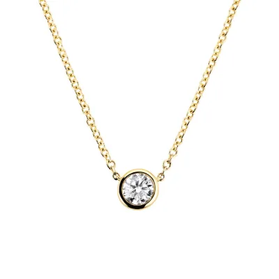 Gemnel Minimalist 925 Sterling Silver 18k Gold Single Bezel Lab Grown Diamond  Solitaire Necklace