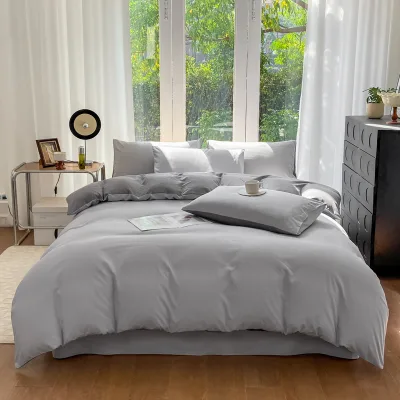 Washed Brushed 4pcs Bedding Set Queen King Size Soft Bed Sheets Pillowcase Set