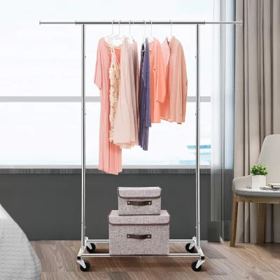 Single Rod Stainless Steel Coat Rack Household Balcony Floor-standing Quilt Hanger Movable Indoor for Home Use