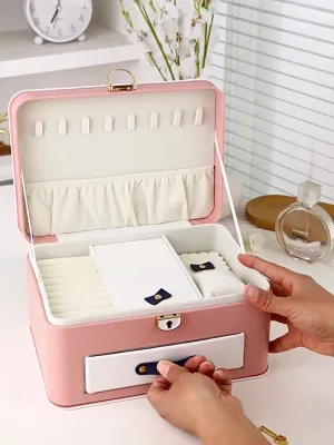 Jewelry Box Little Horse Unicorn Portable Multi-Layer with Velvet Lining for Earrings Necklaces Bracelets Accessories Lockable