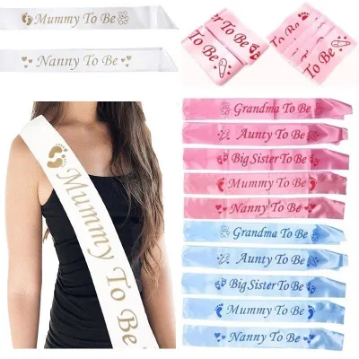 BABY SHOWER SASHES Mom Mummy to Be for Nanny Aunty Big Sister & Grandma to Be Sash