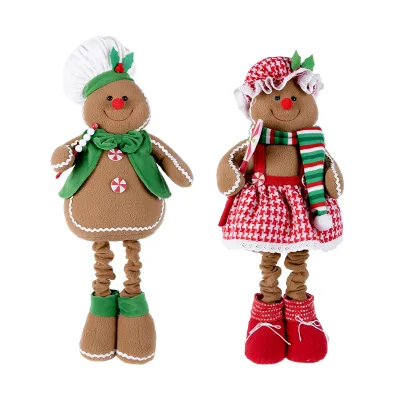 Wholesale Minimalist Handmade Christmas Gingerbread Man Kitchen Decoration Adjustable Height Green Biscuit Man Crafts