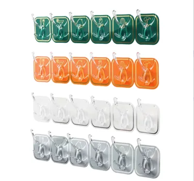 Plastic Coat Hat Hook Kitchen Bathroom Storage Perforation-free Towel Holder Strong Adhesive Single Multifunctional Wall-Mounted