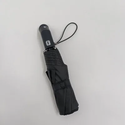 Logo Branded 21inch 8ribs Full Automatic 3 Fold LED Polyester Umbrella with Rubberized Torch Handle Business Gifts Advertising