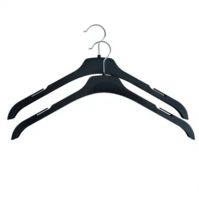 Black Plastic Hangers Space Saving Hangers with Swivel Hook, Heavy Duty Hangers for Pants, Jackets, Dresses and Coats