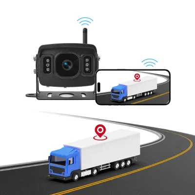HW-4G-1 LED AHD1080P Wide-angle 12-24V IP68 Waterproof Infrared Night Vision 4G Remote Rearview Camera Built-in GPS Parking