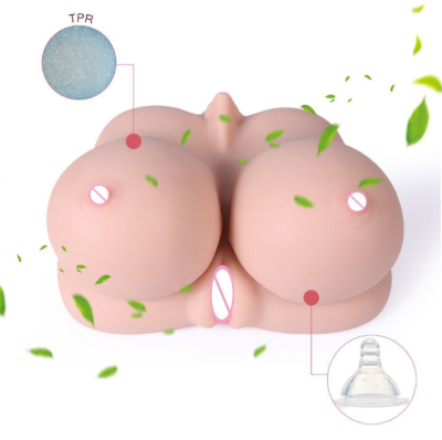 Double Channel Large Breast Male Masturbation Device Simulation Breast Solid Doll Double Hole Soft Rubber Masturbation Cup