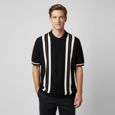 FNJIA Custom Yarn Knit for Polo Shirt for Men Anti-Wrinkle Anti-Shrink Business Casual Pattern for Summer