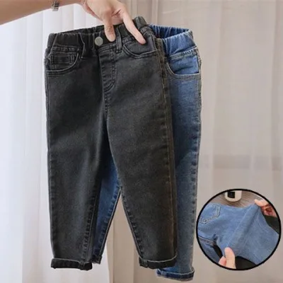 Spring and Autumn Children's Jeans Boys' and Girls' Casual Pant Baby Stretch Slim-fit Small Feet Pants