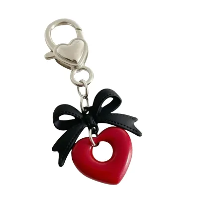Cute Vintage Bowknot Keyring Y2K Aesthetic Bow Heart Keychain Car Key Holder Bag Pendant Decoration Accessories for Girls Gifts