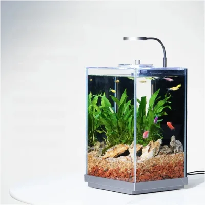 Best-selling Fighting Fish tank Mini Aquarium Fish tank Desktop Glass Integrated Bottom Filter Free Water Change Aquarium