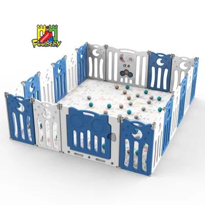 Feelbaby Modern White Plastic Large Foldable Baby Playpen for Bedroom & Outdoor Use with Free Shipping