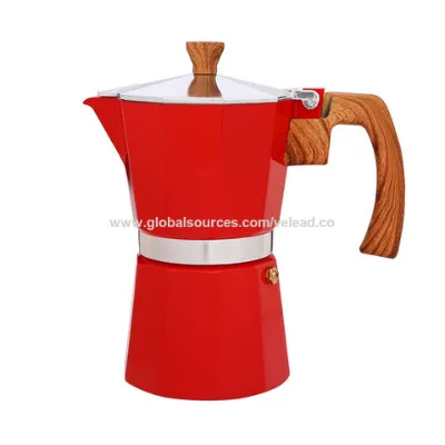 High quality Aluminum stove top espresso maker with wooden handle