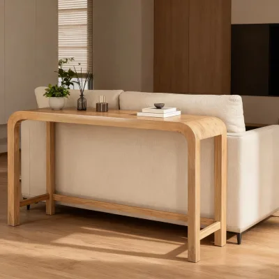 Curved Modern Wooden Sofa Table Console Table for Living Room