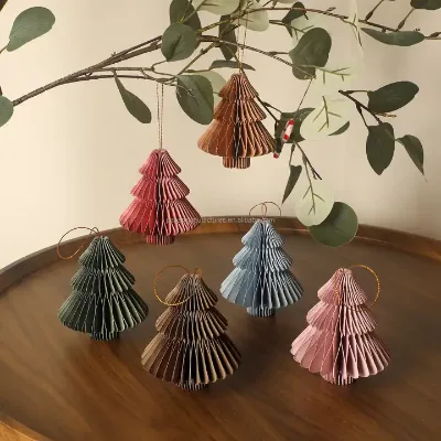 Callfeny Handmade Paper Decorations , Bluish Ornament Honeycomb Foldable Wedding Mall, Christmas Tree Window Display Decoration