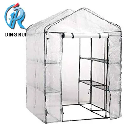 Hot Sale Walk in Greenhouse Metal Frame PE Mesh Fabric for Green Color Gardening Rack