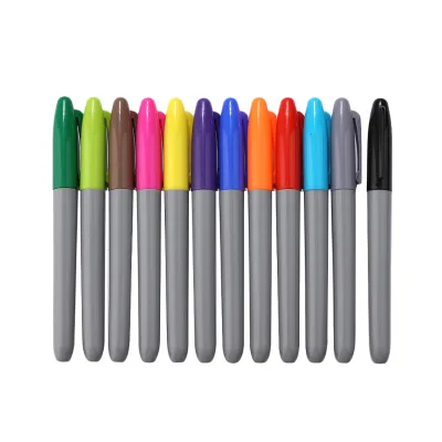 Brush Tip,Regular Bullet Tip ,Chisel Tip 12 Colors Permanent Marker Set