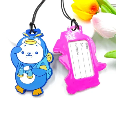 Custom Embossed and Printed Different Color Logo Safety Soft PVC 2D/3D Silicone Rubber Baggage Luggage Tag