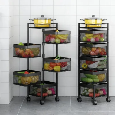 Kitchen Storage Rack-Rotating Vegetable Rack Organizador De Vegetales Cuadrado Organizadores De Verduras Cuadrados