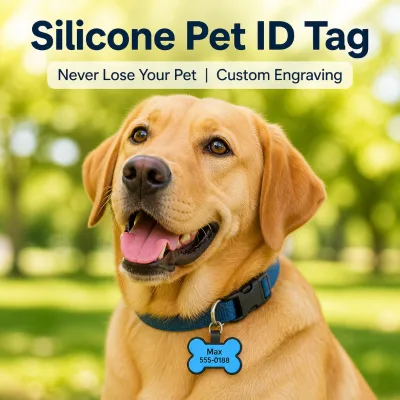 Silicone Pet ID Tag Bone Shape Custom Engraved Name Phone Number Waterproof Dog Cat Collar Tag Wholesale