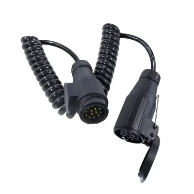 Trailer Light Converter European 13-Pin Spiral Connector 13-Pin Flat Plug Male/Female Extension Cable Copper Conductor 3M Length