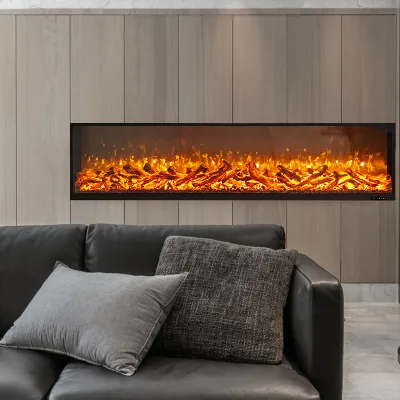 Luxury-simplified Electric Fireplace with Realistic 3D Flames, for Heating and Decoration Purposes.