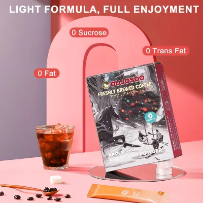 Instant Apple Flavored Americano Coffee Powder Low Sugar Trans-Fat Free Soluble Beverage Portable Stick Pack for Daily Refresh