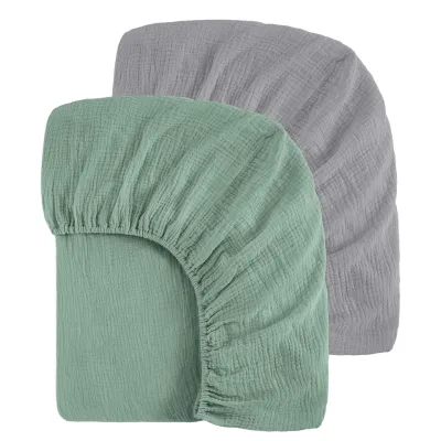 FILLEEP 100% Cotton Muslin Crib Sheets Soft Breathable Fitted Mattress for Baby's Bedding