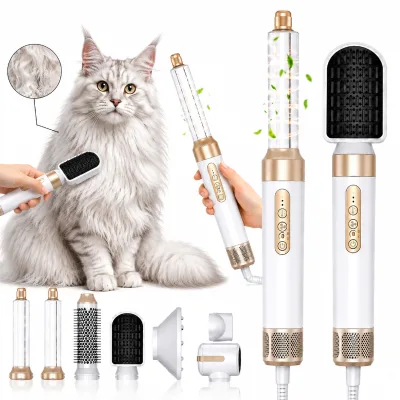 Pet Grooming Dryer Brush for Cats Dogs 7 in 1 High Speed Ionic Air Styler Brushless Motor Hair Dryer Manufacturer