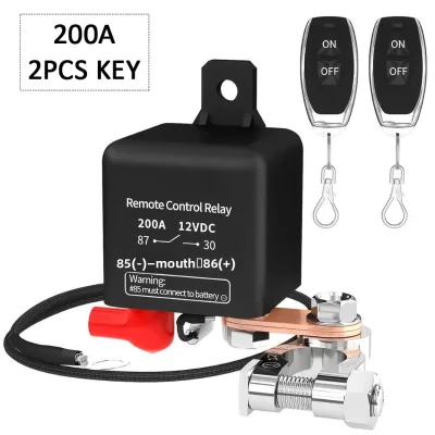 Automotive Copper 200A 12VDC Battery Disconnect Anti-Theft Dual Remote Control Switch Relay