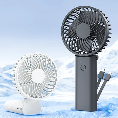 Factory Hot Sale 4 Speed Levels Foldable Handheld Air Cooler Fan 5200mAh Power Bank USB Portable Mini Charger Fan