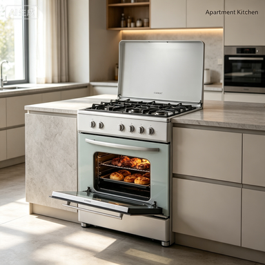 5-Burner Freestanding Gas Oven Cooker Stainless Steel Silver White Finish with Oven for Home Restaurant Commercial Use