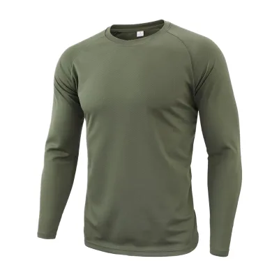 ESDY Men's Long Sleeve Camouflage Tactical 100% Polyester Breathable Quick Dry O-Neck T-Shirt Anti-Static OEM Service Available