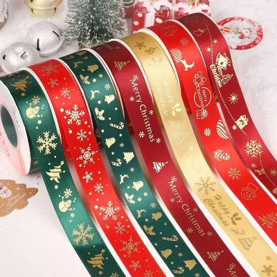 Golden Grid Ribbon Christmas Tree Decoration Mesh Tulle Roll Fabric Pendant for Christmas Decor Party Home Room Xmas Wreath Gift