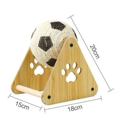 Interactive Spinning Wool Base Durable Anti-Slip Cute Style Cat Tree Claw Sharpening Rotating Soccer Ball Endless Play All