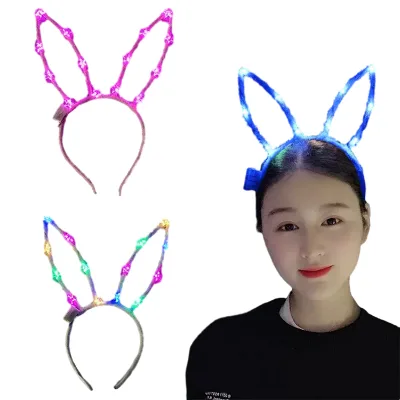 Rabbit Ear Headband Carnival Head Dress LED Hair Band With Rabbit Ear Shape for Valentine's Day Party