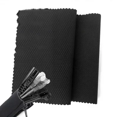 Neoprene Rubber Wire Storage Sleeve with Zipper Customizable Thickness & Fabric Color Hardness for Cable Protection