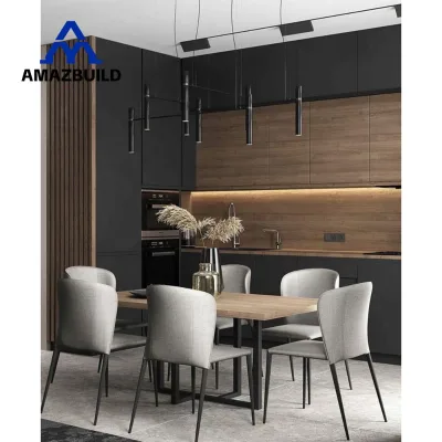AMAZBUILD Home Furniture Whole Set for Kitchen Island Wood Mini Black Matte Kitchen Cabinet Manufacturer Furniture Kitchen