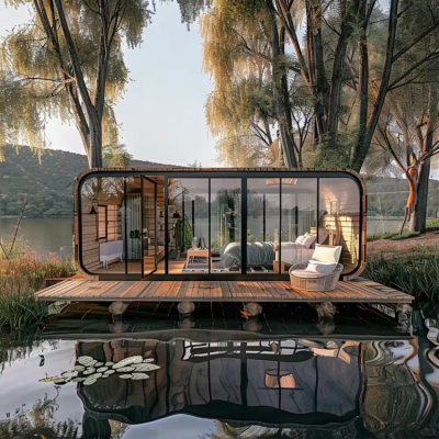 Luxury Modern Round Aluminum Eco-Friendly Durable Waterproof Villa Apartment with Kitchen 2 Bedrooms New Material Housing