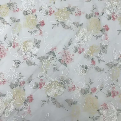 2024 Vintage Embroidery Lace Fabric Polyester Material French Style Fabric for Dress