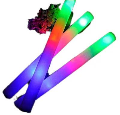 LED Lighting Plastic Foam Sticks Multi Color Flashing Glow Wands Batons Strobes 3 Flashing Modes Halloween Events