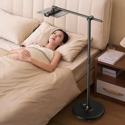 Most Popular L68 Universal Tablet Floor Stand with Pulleys 168cm Telescopic Height Adjustable Aluminum Alloy Rolling Stand Rack