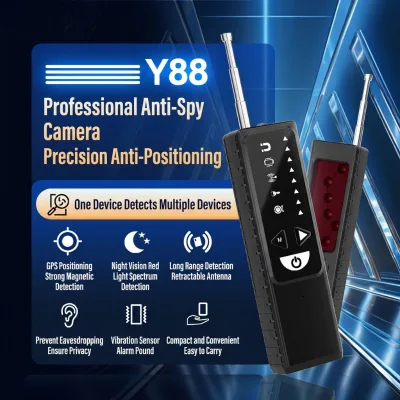 New Upgrade Y88 Anti-Candid & Anti-Eavesdropping Camera Detector with 360 Rotating Mirror Car Locator & Anti-Theft Alarm