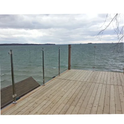 Custom Decorative Antique Deck Balcony Stainless Steel Toughened Glass Railing with Round Post