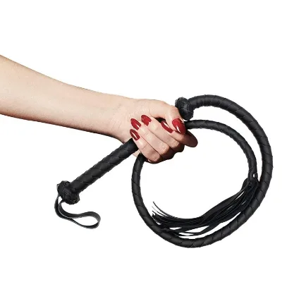 PU Leather Exotic Whip for Adult Bdsm Outfit Sex Play Black/Red 142cm High Quality
