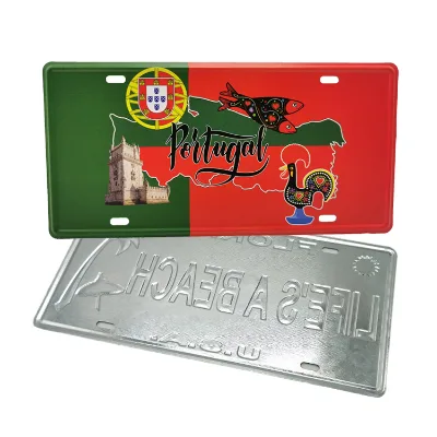 Custom Embossed Metal Decorative Aluminum Souvenir Portugal License Plate