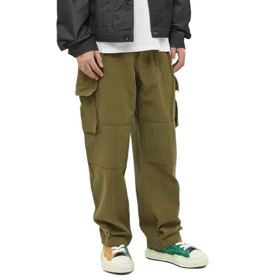 Custom Vintage Utility Wear Adjustable Cuffs 100% Cotton Trousers Baggy Cargo Pants Men