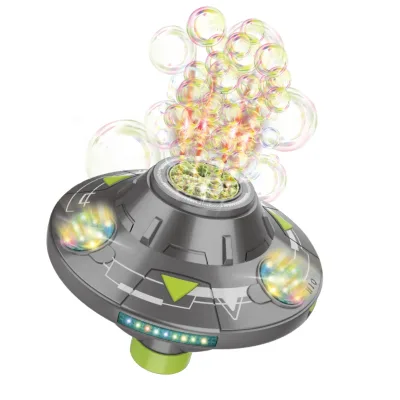 32 Holes Bubble Gun with Chargeable Battery Bubble Solutions;Rotating Obstacle Avoidance Flying Saucer Fireworks Bubble Machine