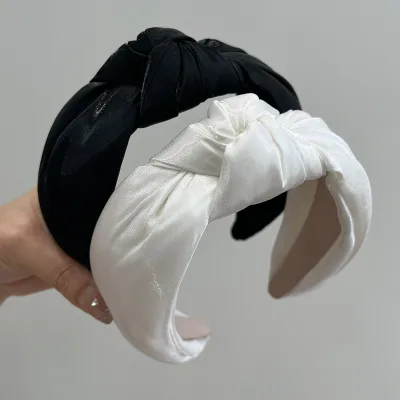 New Korean elegant temperament silk satin headband knotted Hairband for women