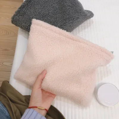 Wholesale Winter Zipper Organizer Pouch pink Travel Blank Plush Makeup Bag Plain Cosmetic Bag for Women